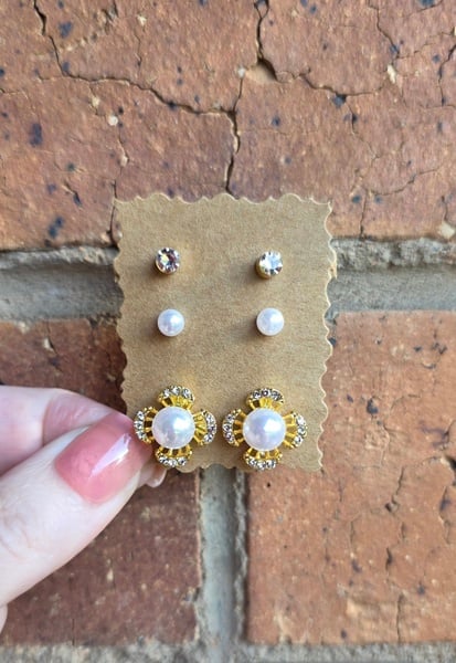 3x Small Stud Earrings