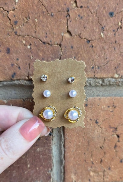 3x Small Stud Earrings