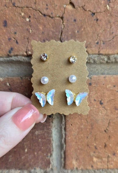 3x Small Stud Earrings