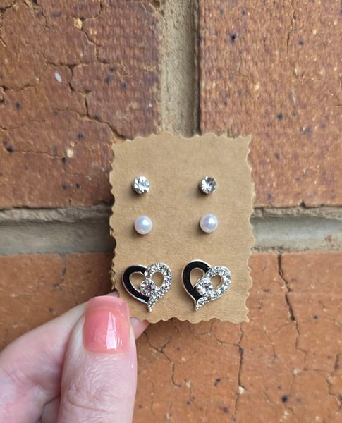 3x Small Stud Earrings