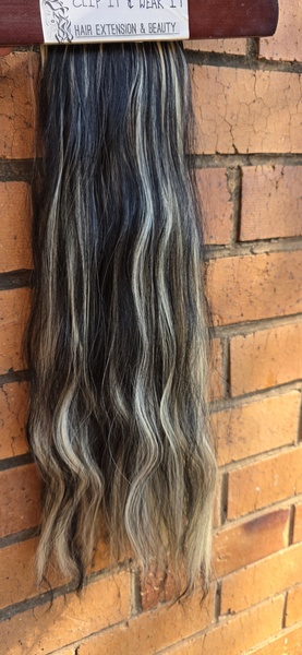 Black & Blonde Highlight mix 10pc Clip in Set (Click on image to view more INFO)