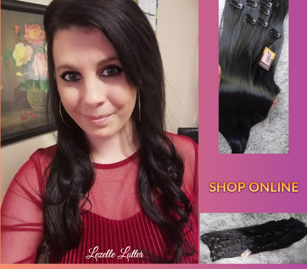 #1 JET Black  High Quality Premium Fiber Hair 10PC Clip in set(click on image for more info