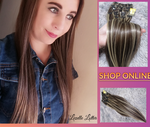 Ash Brown-Platinum Blonde HighQuality PremiumFiberHair 10PC Clip in set(click on image for more info