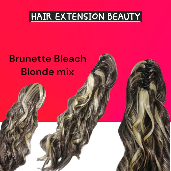 Brunette Brown Bleach Blonde Wavey  Claw Clip (Click on image for more info)