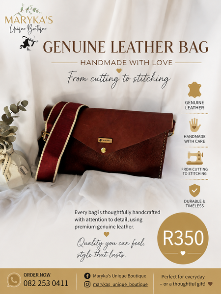 Leather handbag - small with clip closure
