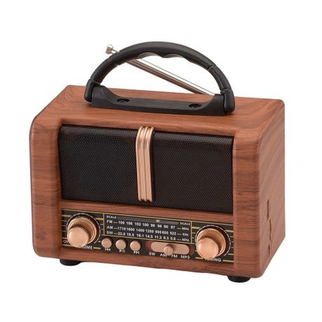 Classic Wooden AM/FM/SW Radio with MP3 & USB/TF Music Playback - NS-8107BT
