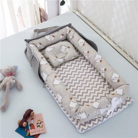Elephant Design Baby Lounger Bassinet Bed - Grey