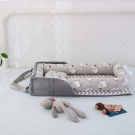 Elephant Design Baby Lounger Bassinet Bed - Grey