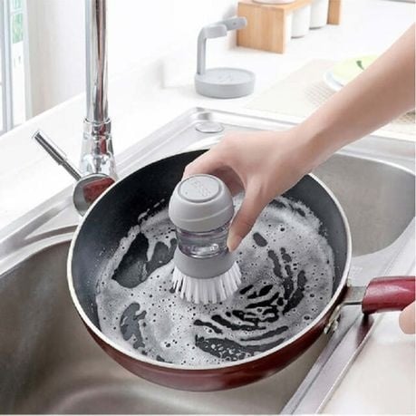 Soap Dispensing Cleaning Pot Brush With Holder