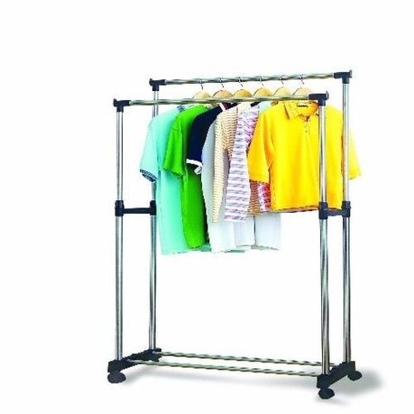 Double Pole Adjustable Clothes Rack