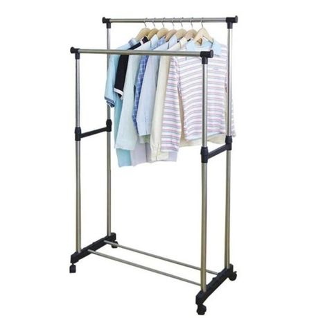 Double Pole Adjustable Clothes Rack