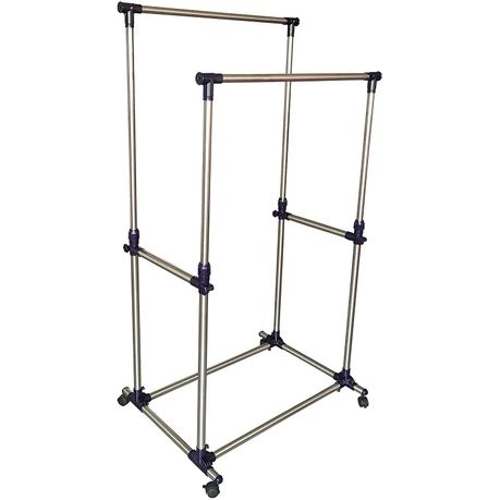Double Pole Adjustable Clothes Rack