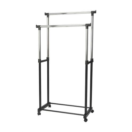 Double Pole Adjustable Clothes Rack