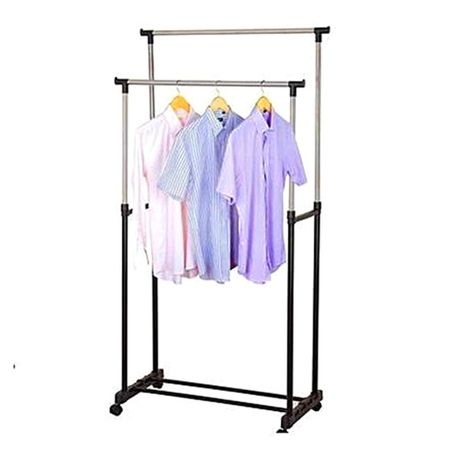 Double Pole Adjustable Clothes Rack