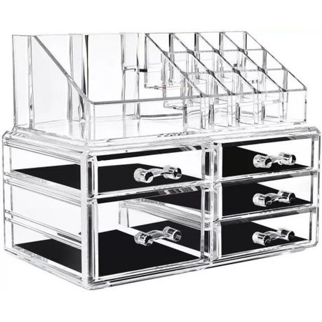 Clear Make Up Organiser and Cosmetic Storage Box - 5 drawer
