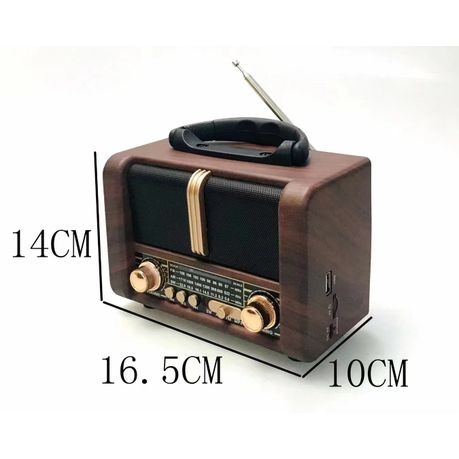 Classic Wooden AM/FM/SW Radio with MP3 & USB/TF Music Playback - NS-8107BT