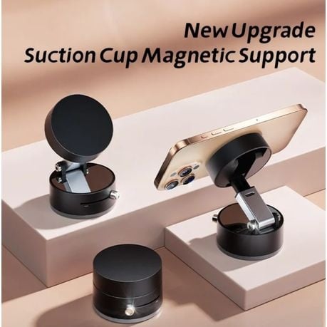 Portable Cell Phone Stand Vacuum Magnetic - White