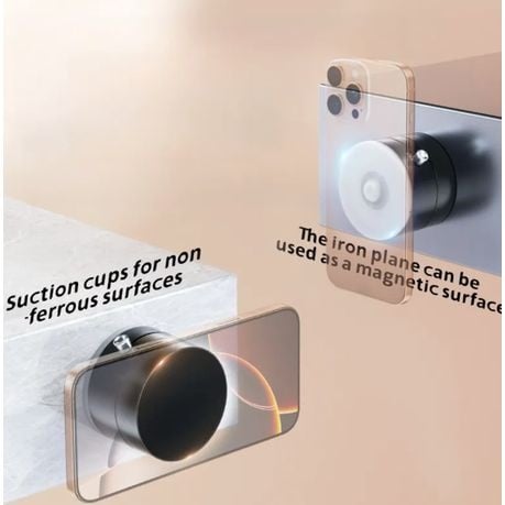 Portable Cell Phone Stand Vacuum Magnetic - White