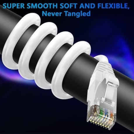 Cat- 6E 50m High Speed Gigabit Ethernet Lan Cable- White