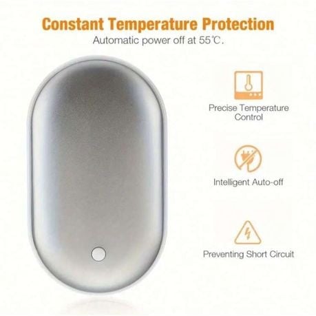 Rechargeable Hand Warmer & Power Bank (4000mAh) - Silver