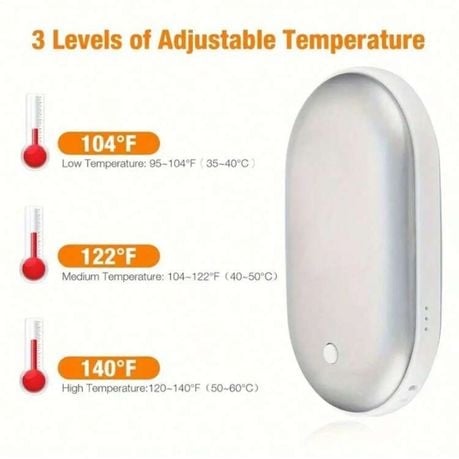 Rechargeable Hand Warmer & Power Bank (4000mAh) - Silver