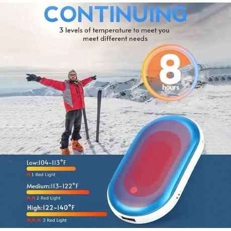 Rechargeable Hand Warmer & Power Bank (4000mAh) - Silver
