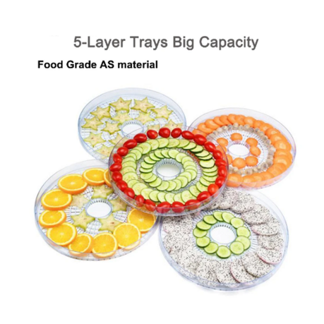 5 Trays Food Fruit Dehydrator Drying Fruit Machine Home Food Dryer