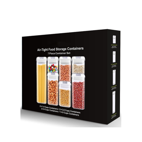 Airtight Storage Containers 7 Piece - Black