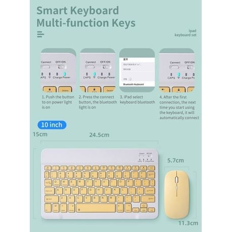 10in-Mini Portable Wireless Bluetooth Universal Ultra-thin Mouse Keyboard - Green