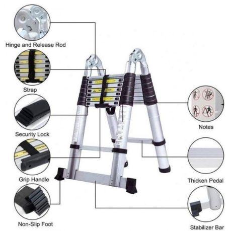 3.2m Aluminum Foldable Telescopic Ladder