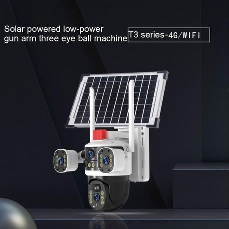 Solar 3-Lens Security Cam - 6MP, 4G, No Wiring, App Controlled