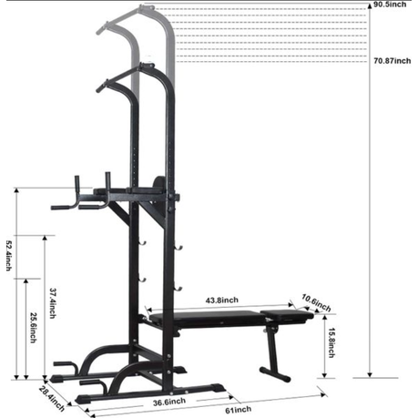 EX - Power Tower Dip Station High Capacity 800lbs w/Weight Sit Up Bench