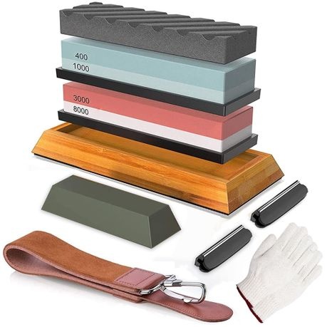 Knife Sharpening Stone Double Side Knife Sharpener Kit - 400/1000/3000/8000