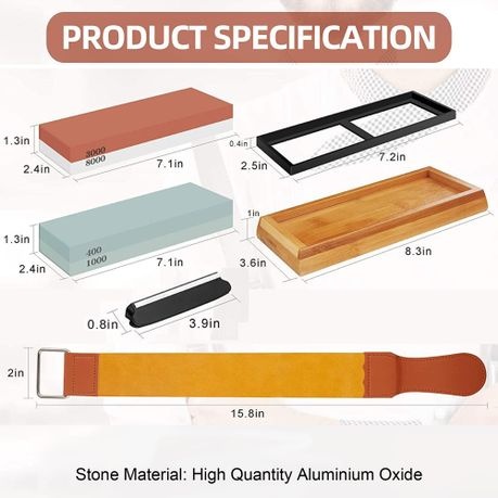 Knife Sharpening Stone Double Side Knife Sharpener Kit - 400/1000/3000/8000