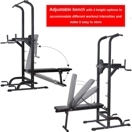 EX - Power Tower Dip Station High Capacity 800lbs w/Weight Sit Up Bench