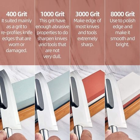 Knife Sharpening Stone Double Side Knife Sharpener Kit - 400/1000/3000/8000