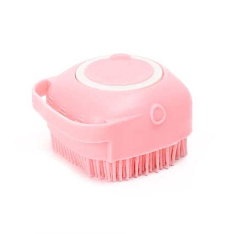 2 in 1 Pet Soft Silicone Bathing & Massaging Brush with Shampoo Dispenser - Blue