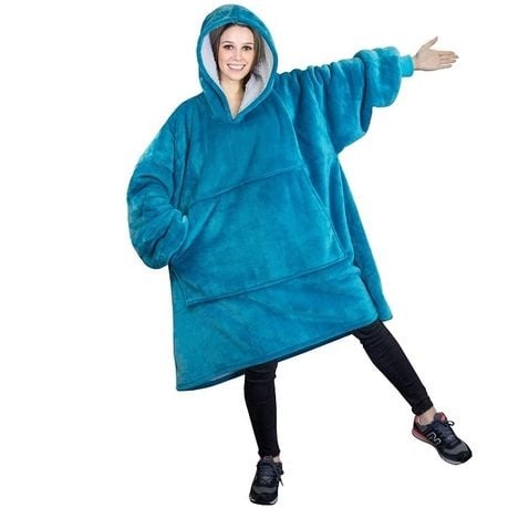 Huggle Hoodie, Ultra Plush Blanket, One Size fit all -Unisex - Navy Blue