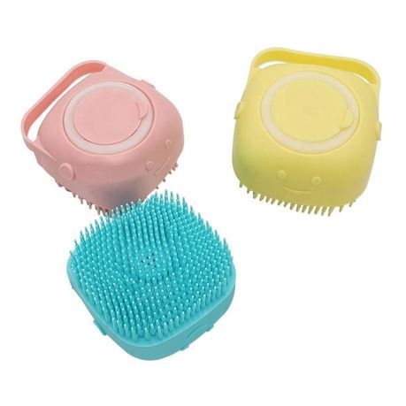 2 in 1 Pet Soft Silicone Bathing & Massaging Brush with Shampoo Dispenser - Blue