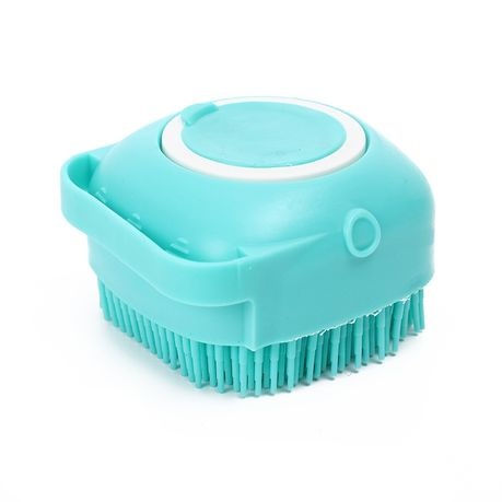 2 in 1 Pet Soft Silicone Bathing & Massaging Brush with Shampoo Dispenser - Blue