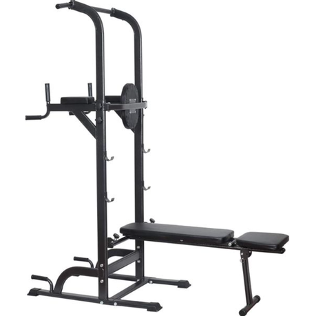 EX - Power Tower Dip Station High Capacity 800lbs w/Weight Sit Up Bench