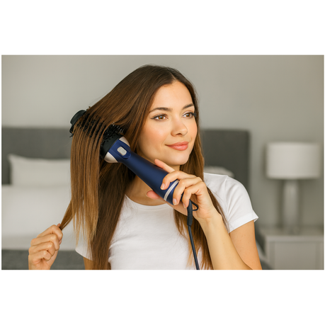 1200W Hot Air Brush Comb - Ionic Blow-Dry Styler - Blue
