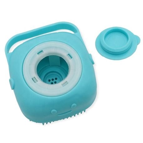 2 in 1 Pet Soft Silicone Bathing & Massaging Brush with Shampoo Dispenser - Blue