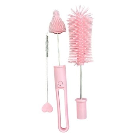 Ultimate 3-Piece Silicone Bottle Brush Set - Pink