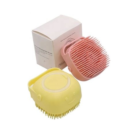 2 in 1 Pet Soft Silicone Bathing & Massaging Brush with Shampoo Dispenser - Blue