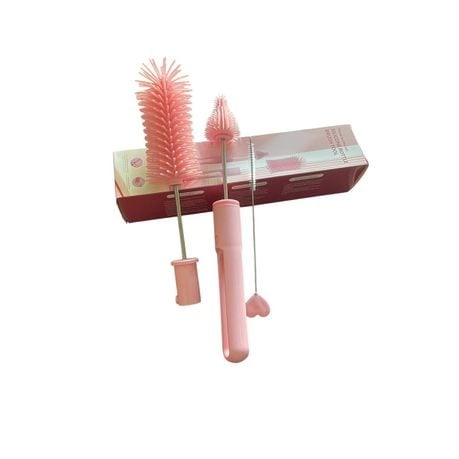 Ultimate 3-Piece Silicone Bottle Brush Set - Pink