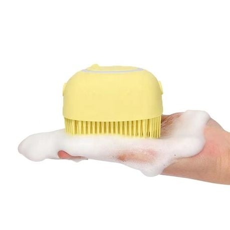 2 in 1 Pet Soft Silicone Bathing & Massaging Brush with Shampoo Dispenser - Blue