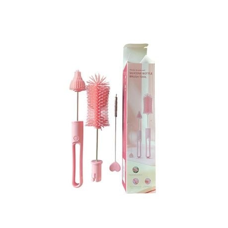 Ultimate 3-Piece Silicone Bottle Brush Set - Pink