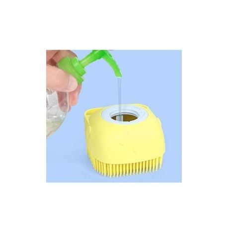 2 in 1 Pet Soft Silicone Bathing & Massaging Brush with Shampoo Dispenser - Blue