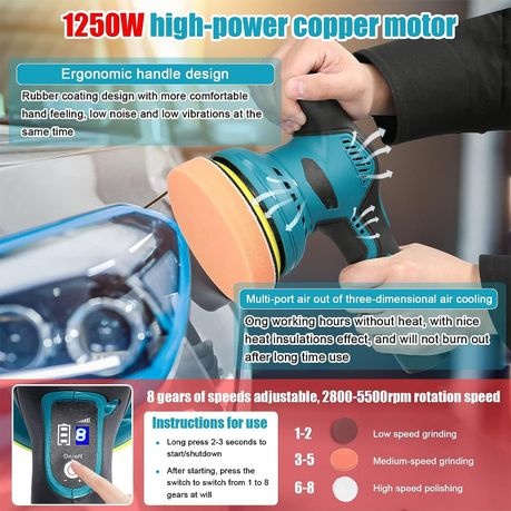 12V Electric Car Polisher Machine with Polishing Pad Kit